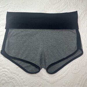 Foldover Mini Shorts. Size: Small. Black and Gray.
